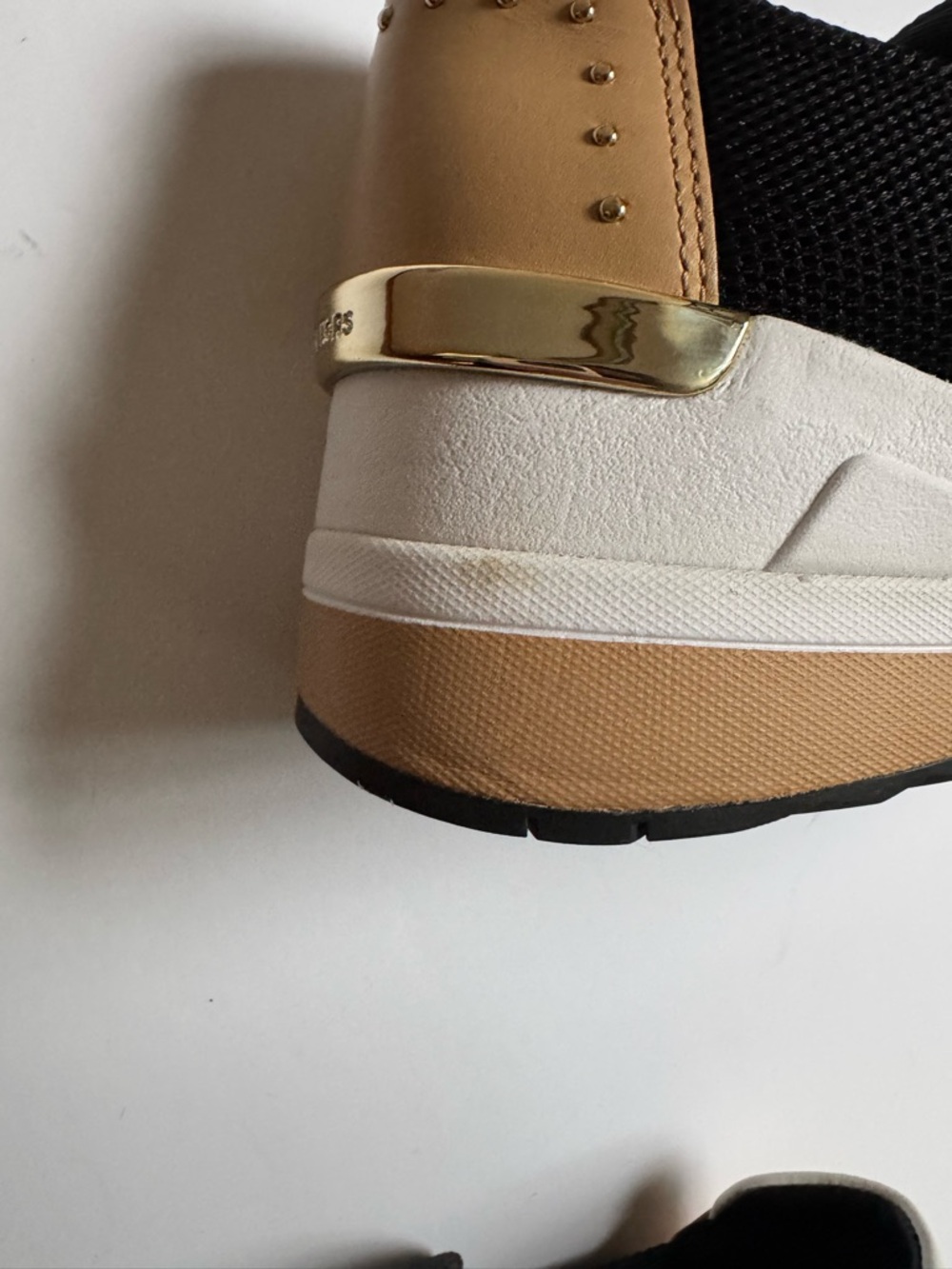 Michael Kors Black and Tan Wedge Slip-On Felix Trainers with Gold Accent - Picture 6 of 8